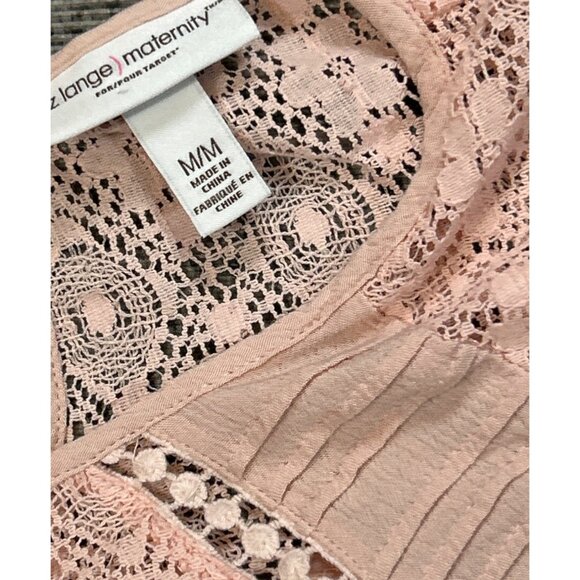 (6 for $25) Liz Lange‎ Maternity Lace Inset Peasant Blouse in Blush Pink - Picture 4 of 4